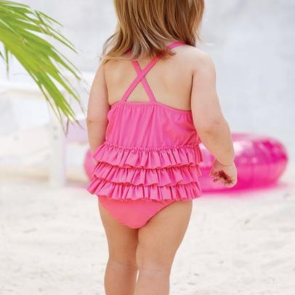 MUD PIE PINK RUFFLE SWIMSUIT - Picture 2 of 2